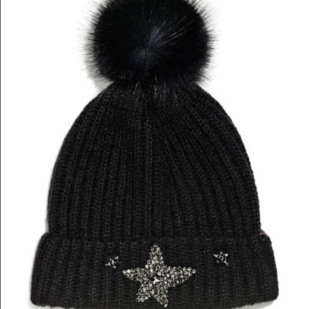 Winter Angel Sparkling Star Hat BLK NWT